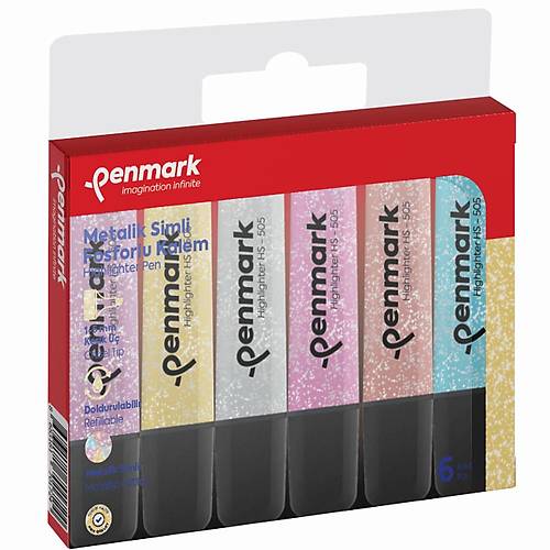 Penmark Fosforlu Kalem 6 L� Kar���k Renk Simli