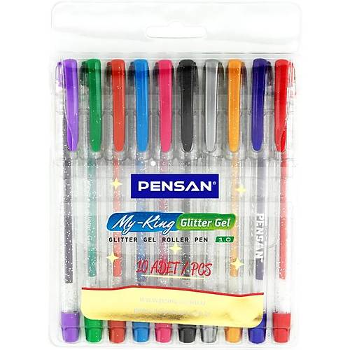 Pensan T�kenmez Kalem My-King Jel Simli 10 Renk