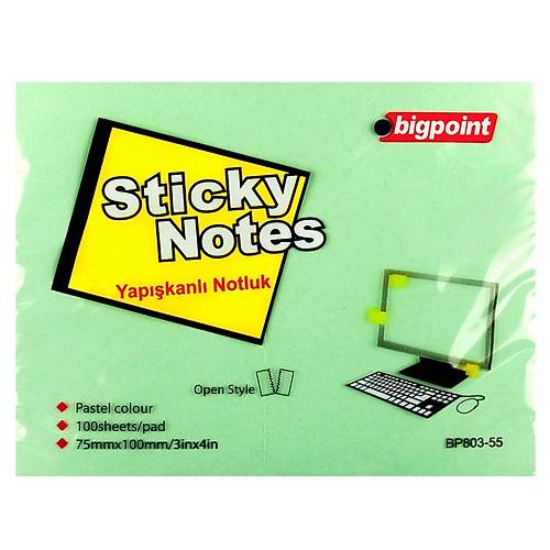 Bigpoint Yap��kanl� Not Ka��d� 75x100 Ye�il BP803-55