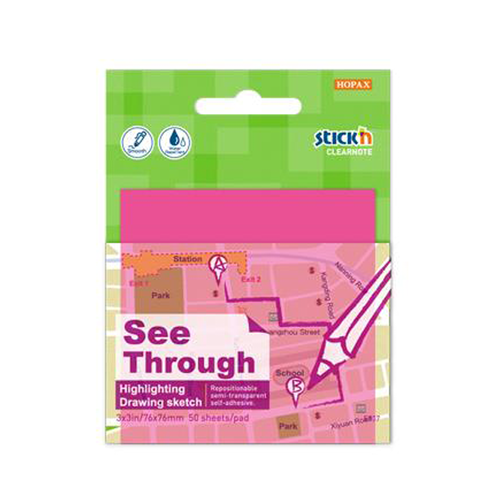 Hopax St�ckn Yap��kanl� Not Ka��d� Yar� Saydam 50 YP 76x76 Neon Pembe 21711