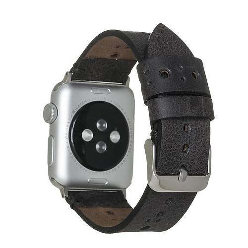 Bouletta Apple Watch Deri Kordon 38-40mm Troklu Siyah