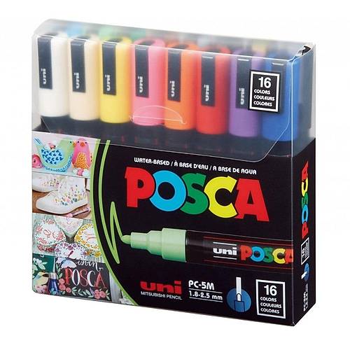 Uni-Ball Posca 1.8-2.5 Su Bazl� Boyama Mark�r� 16 L� PC-5M/16C