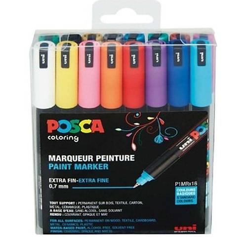 Uni-Ball Posca 0.7 Su Bazl� Boyama Mark�r� 16 l�
