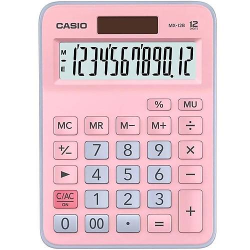 Casio Hesap Makinesi Masa �st� 12 Hane A��k Pembe+A��k Mavi l MX-12B-PKLB