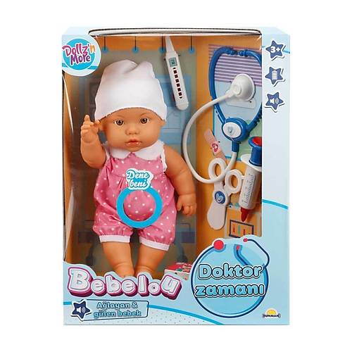 Sunman Oyuncak Bebelou Doktor Zaman� Sesli Bebek Seti 35 Cm
