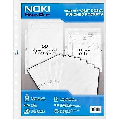 Noki Po�et Dosya HD A4 Buzlu �effaf 4830HD 100 l�-1-LI-PKT