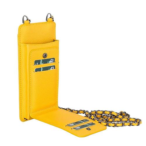 Reina 6.9 inch Uyumlu Deri K�l�f C�zdan Ask�l� FL12 Sar�