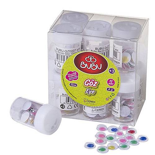 Bu-Bu Renkli G�z 12 MM 8 GR BUBU-(12 li)