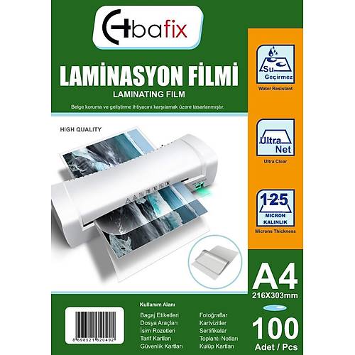 Bafix Laminasyon Filmi A4 125 MIC (100 L�) 216-303