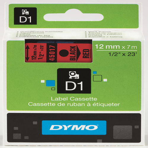 Dymo D1 �erit Standart 12 MMx7 MT K�rm�z� �zerine Siyah 45017