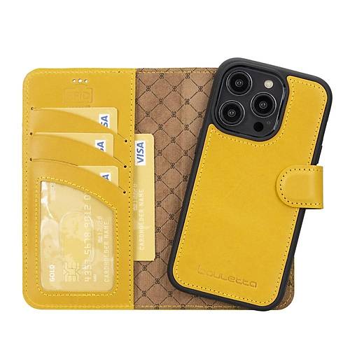 Bouletta Apple iPhone 14 Pro Uyumlu Deri Czdanl Klf MWWN F10