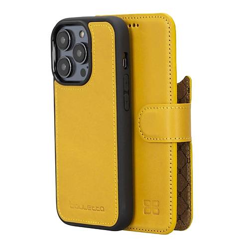 Bouletta Apple iPhone 14 Pro Uyumlu Deri Czdanl Klf MWWN F10