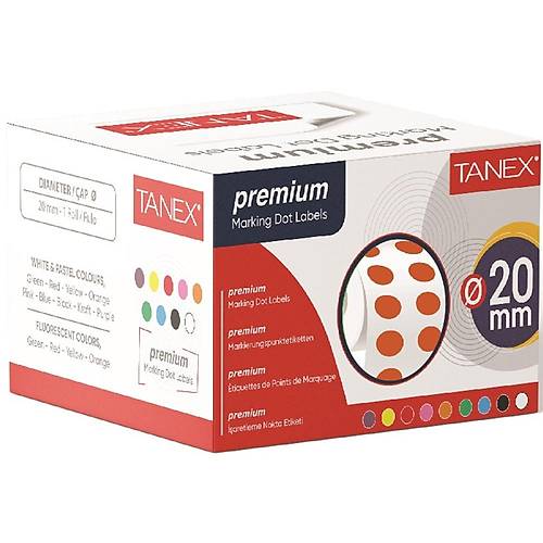Tanex Nokta Etiket 20 MM 2500 Li Turuncu Tekli Kutu
