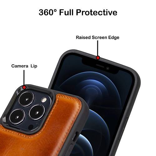 Bouletta Apple iPhone 13 Pro Max Uyumlu Deri Arka Kapak FXCP RST2