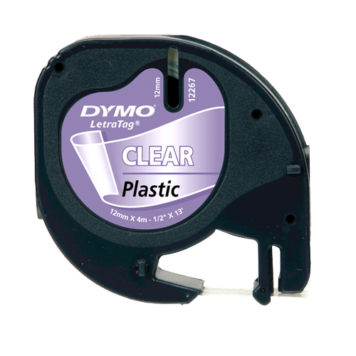 Dymo Letratag �erit Plastik 12 MMx4 MT �effaf �zerine Siyah 12267