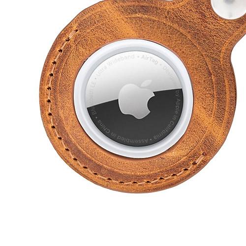 Apple AirTag Uyumlu Deri Anahtarlk, G19 Taba