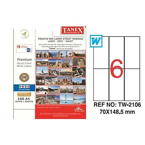 Tanex Laser Etiket 100 YP 70x148.5 Laser-Copy-Inkjet TW-2106