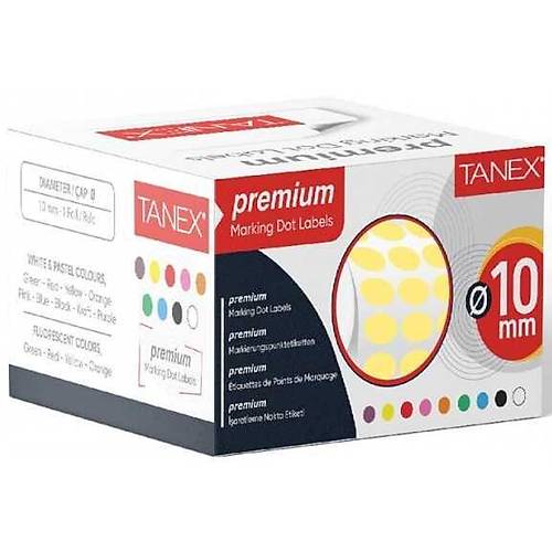 Tanex Nokta Etiketi 10 MM Sar� 5000 Li Tekli Kutu