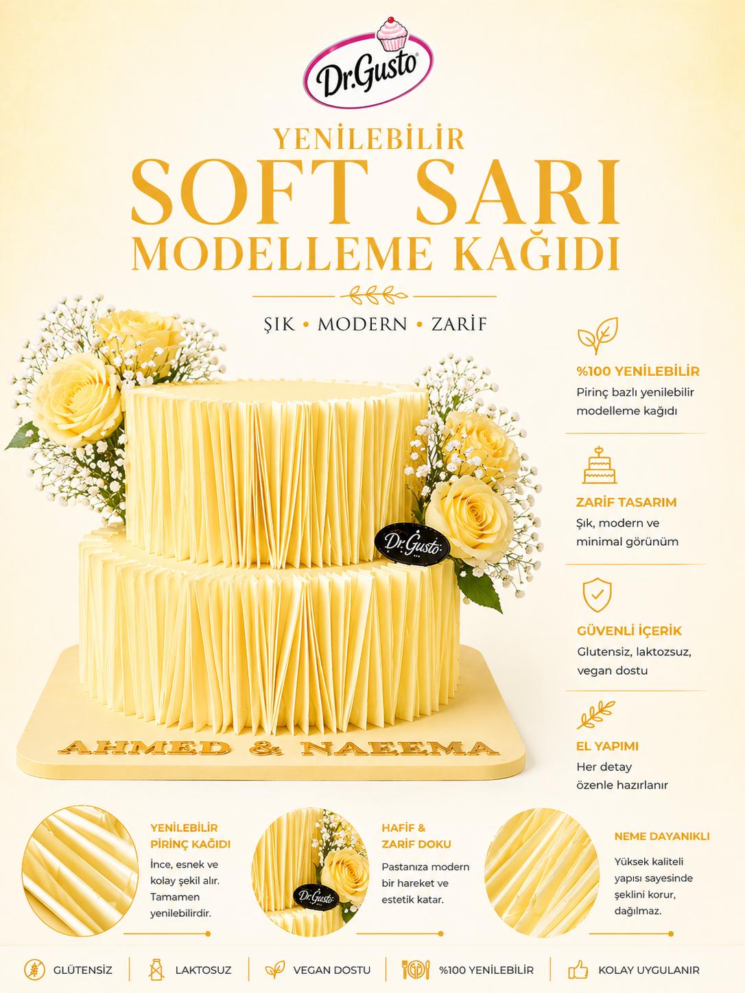 Dr Gusto Yenilebilir Modelleme Kağıdı Soft Sarı (10 ad)
