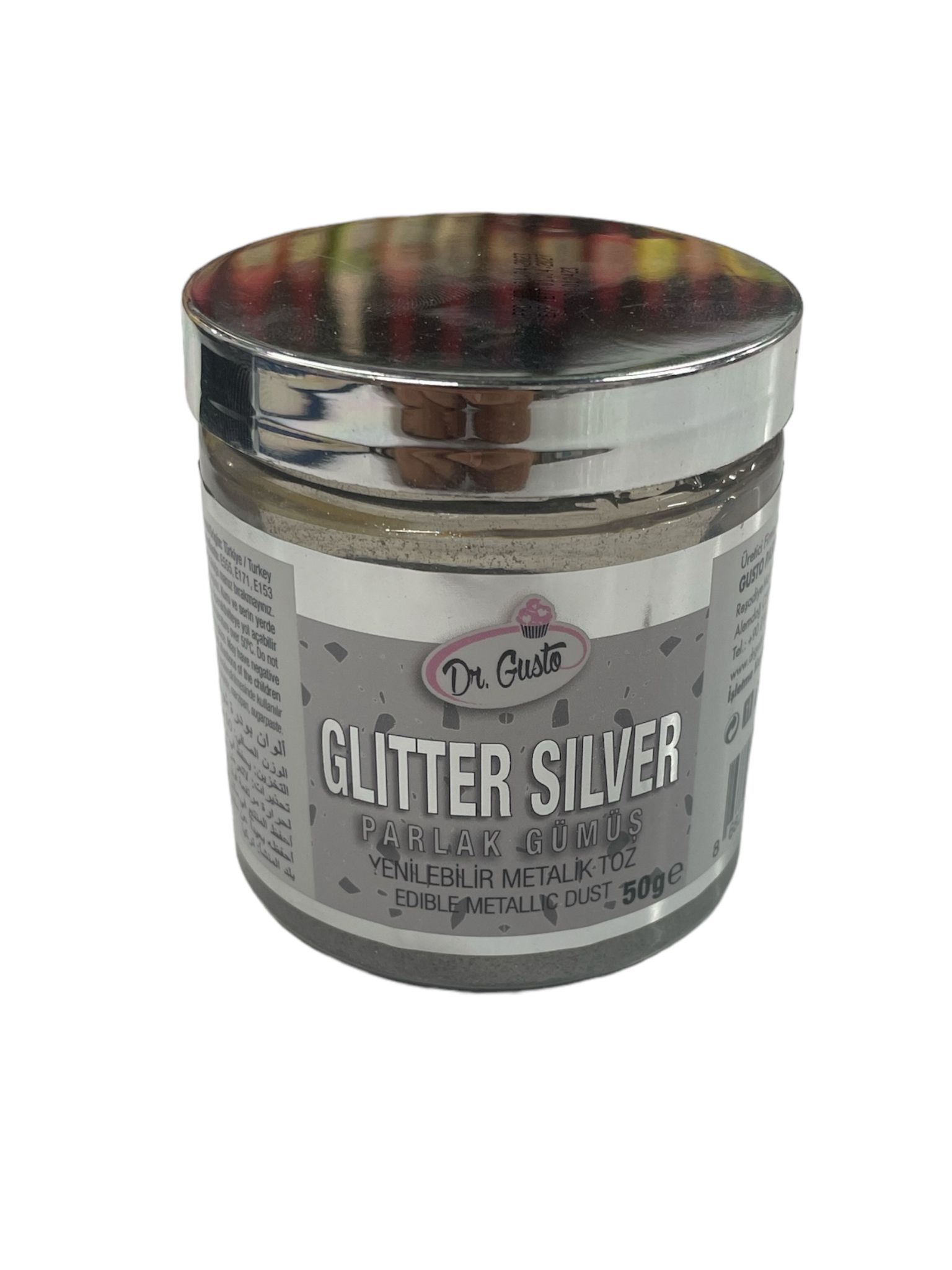 Dr Gusto Yenilebilir Ultra Parlak Gümüş Metalik Toz Boya 50G