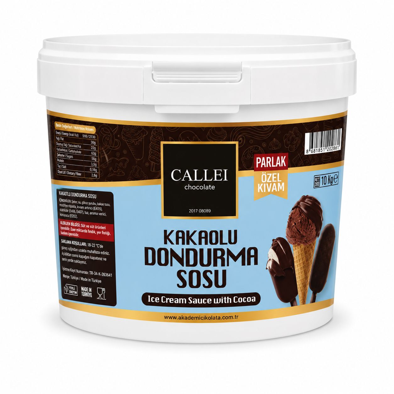 Callei Kakaolu Dondurma Sosu 10 Kg Parlak Özel Kıvam