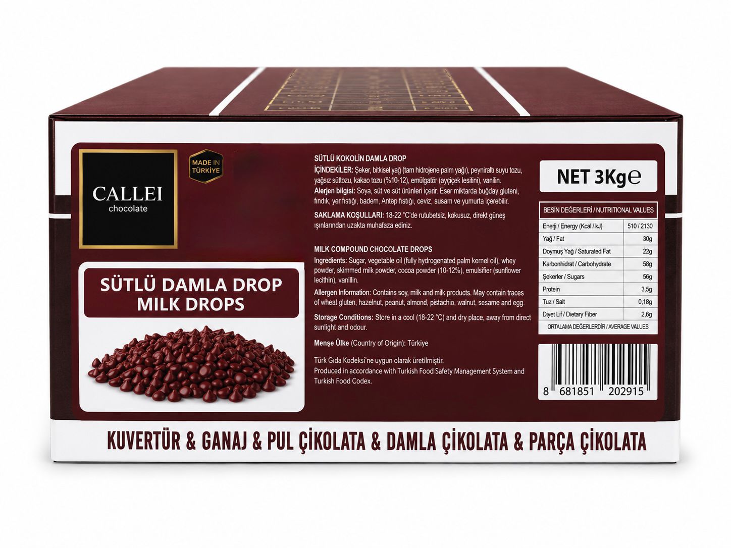 Callei Sütlü Damla Drop 3kg