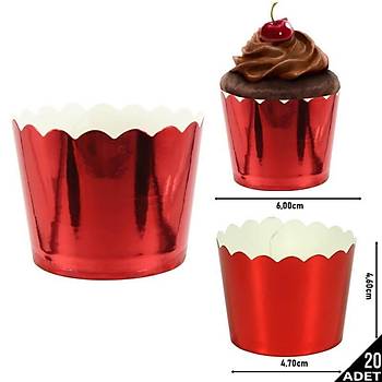 Krmz Parlak Muffin Kapsl 25 Ad