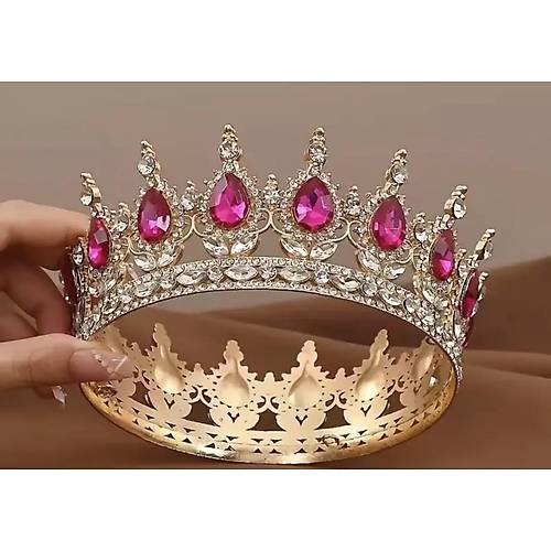 Metal Pasta Tac� Gold Pembe Ta�l� 12cm