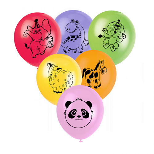 Renkli Hayvanlar Baskılı Balon 10ad