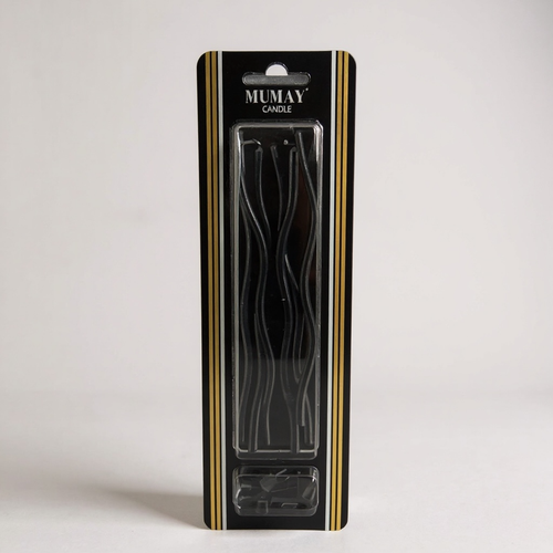 K�vr�k Siyah Mum 15cm 6 Adet