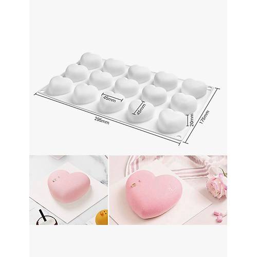 Kalp Silikon Mousse Kal�b� 15 G�zl� � Profesyonel Tatl� & Kek Kal�b�