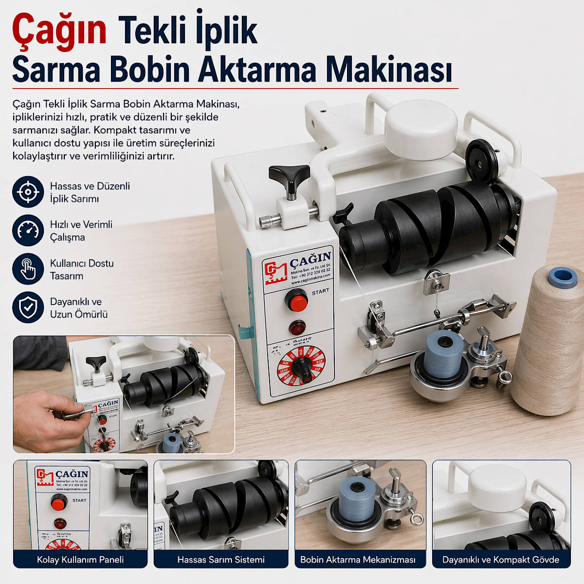 �a��n Tekli �plik Sarma Bobin Aktarma Makinas�