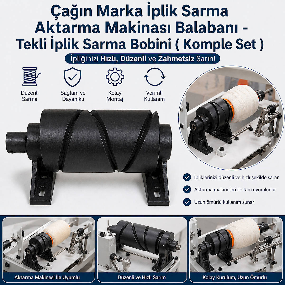 �a��n Marka �plik Sarma Aktarma Makinas� Balaban� - Tekli �plik Sarma Bobini ( Komple Set )