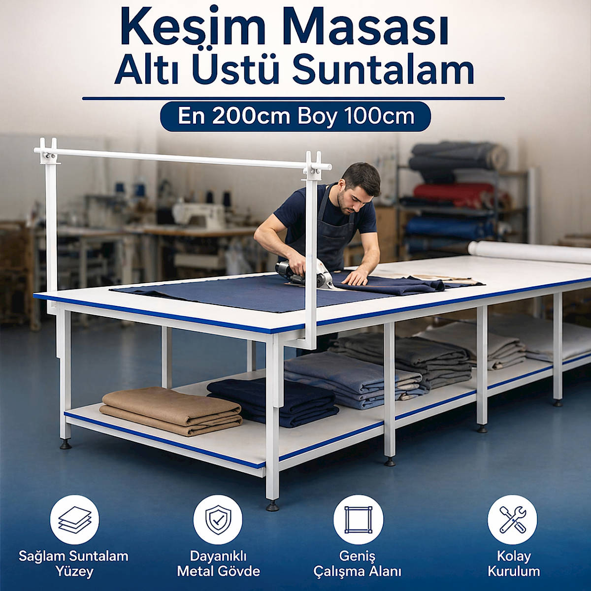 Kesim Masası Altı Üstü Suntalam En 200cm Boy 100cm