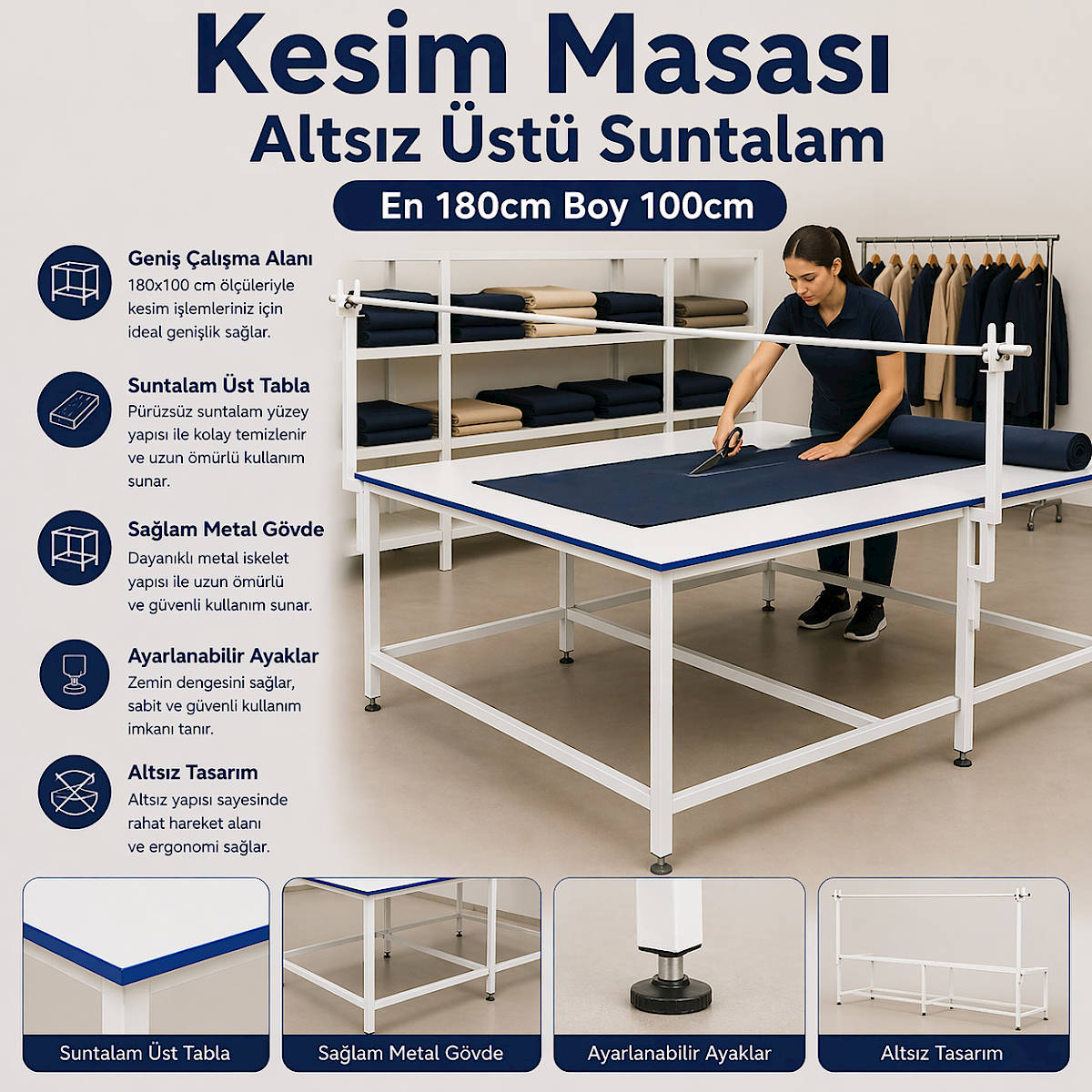 Kesim Masas� Alts�z �st� Suntalam En 180cm Boy 100cm