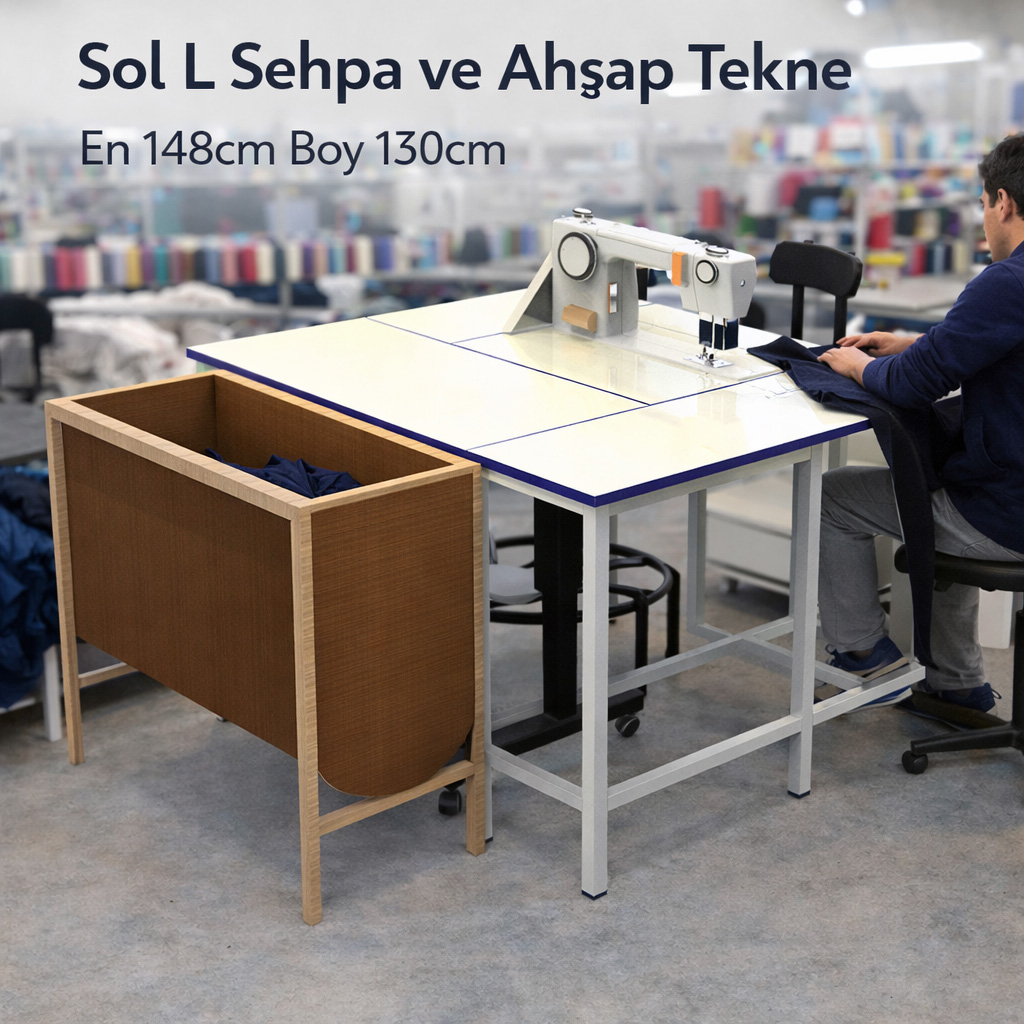 Sol L Sehpa ve Ah�ap Tekne En 148cm Boy 130cm