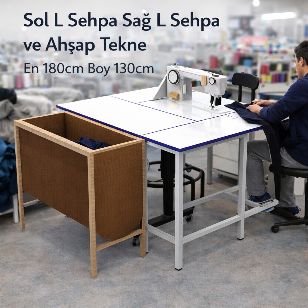 Sol L Sehpa Sa� L Sehpa ve Ah�ap Tekne En 180cm Boy 130cm