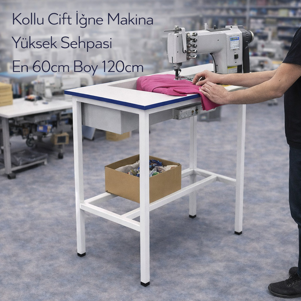 Kollu �ift ��ne Makina Y�ksek Sehpas� En 60cm Boy 120cm