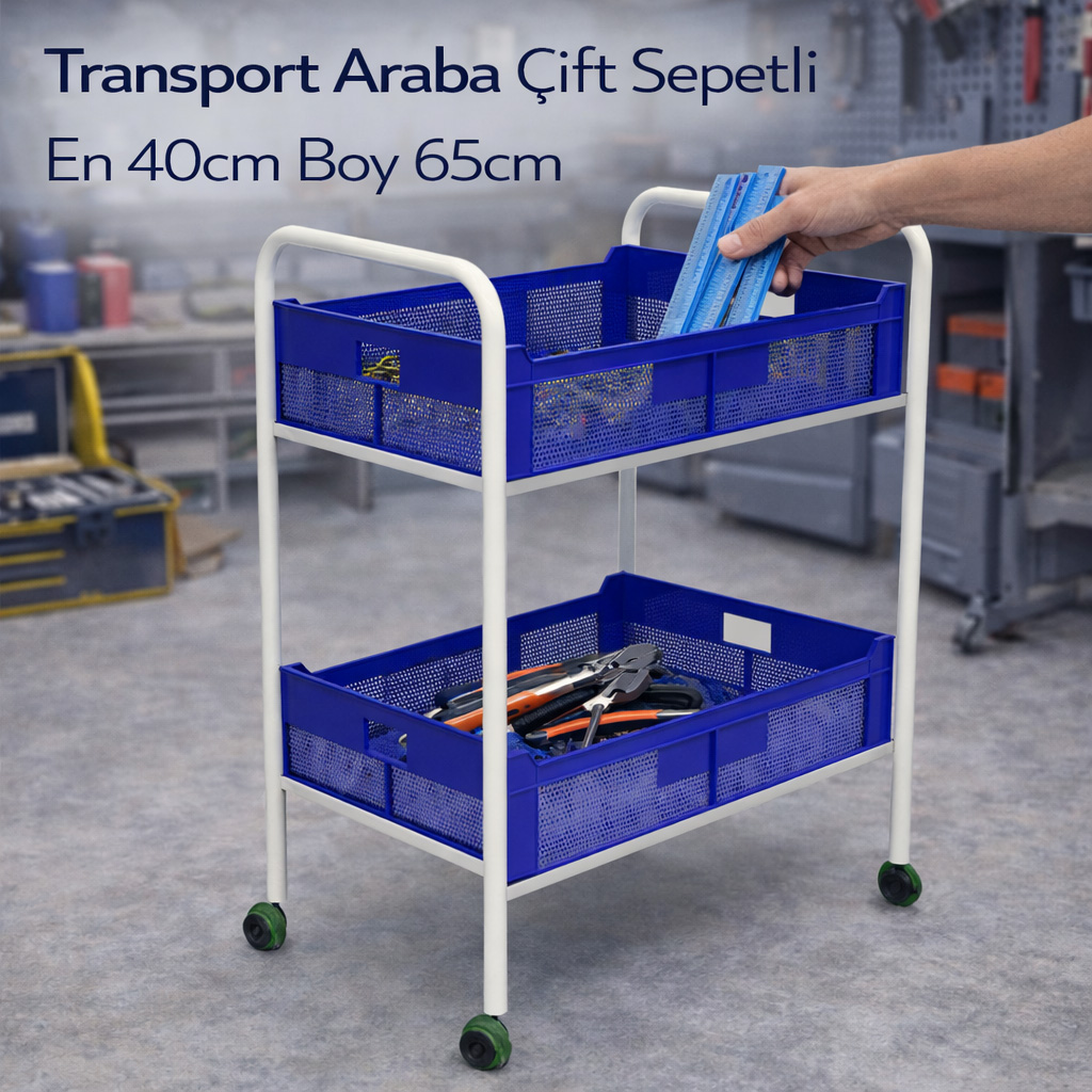Transport Araba �ift Sepetli En 40cm Boy 65cm