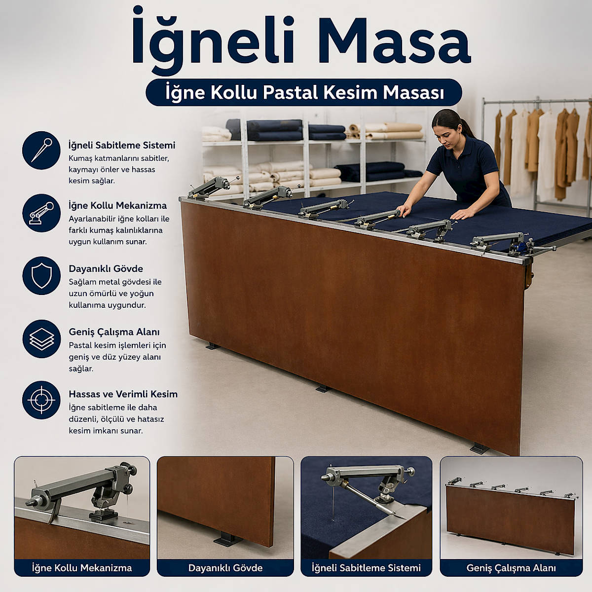 ��neli Masa ��ne Kollu Pastal Kesim Masas�