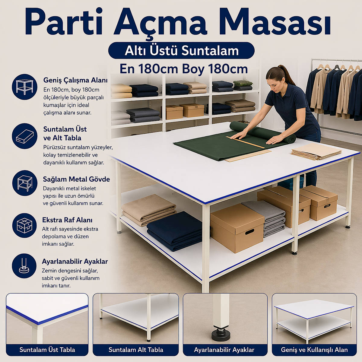 Parti A�ma Masas� Alt� �st� Suntalam En 180cm Boy 180cm