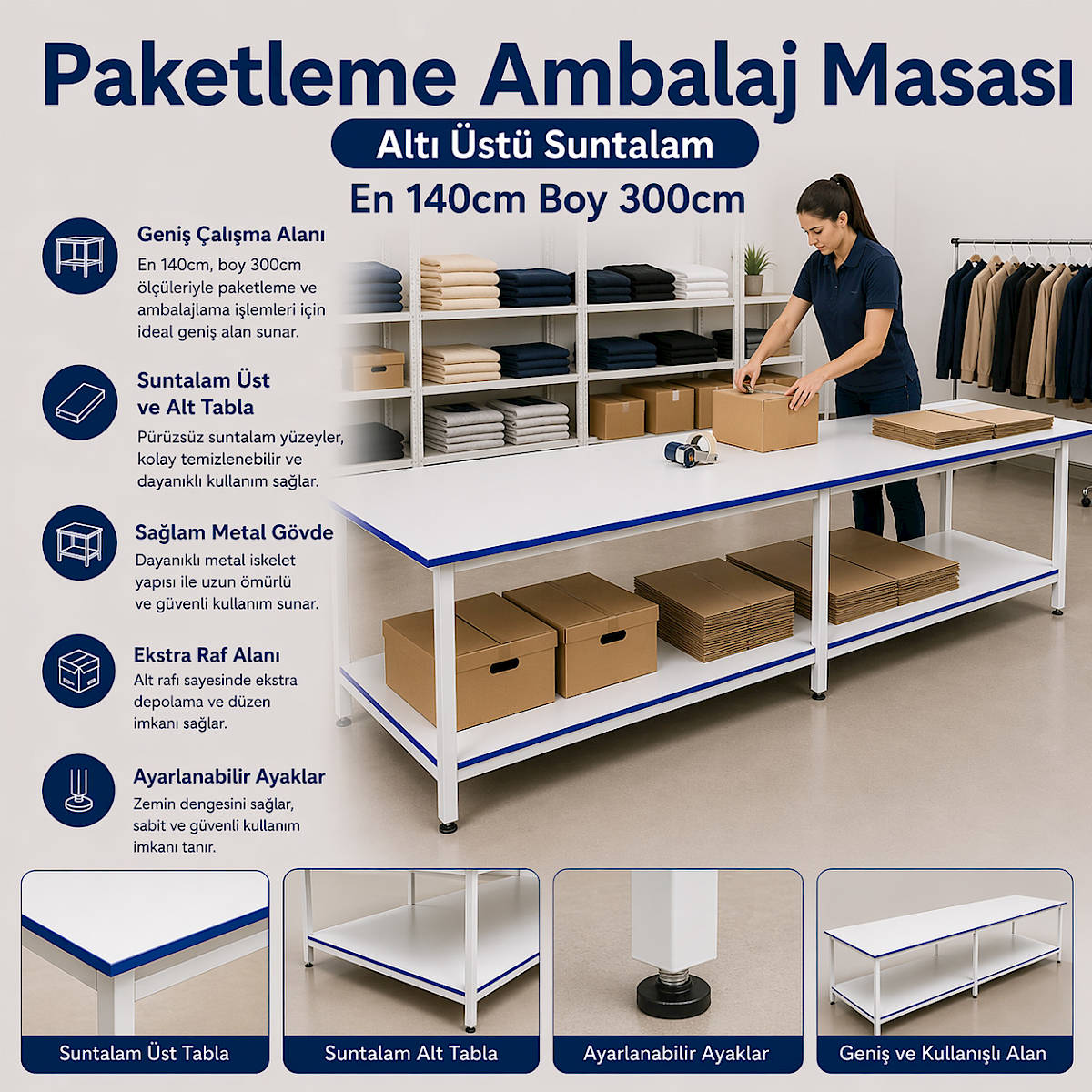 Paketleme Ambalaj Masas� Alt� �st� Suntalam En 140cm Boy 300cm
