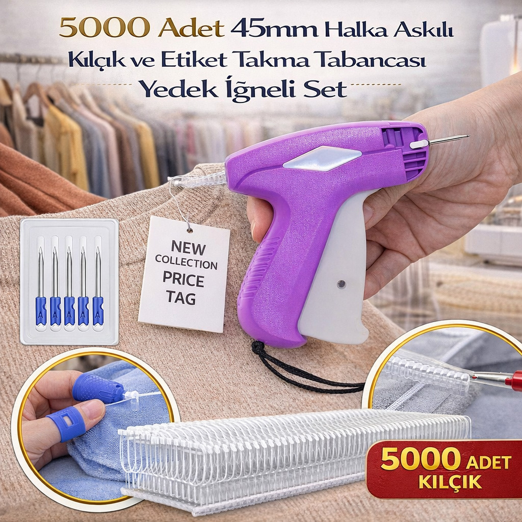 5000 Adet 45mm Halka Ask�l� K�l��k ve Etiket Takma Tabancas� Yedek ��neli Set