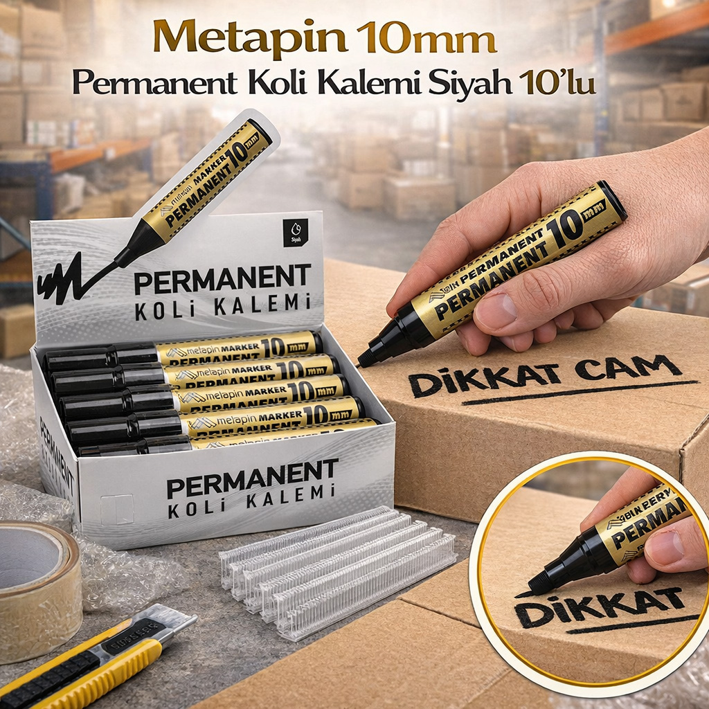 Metapin 10mm Permanent Koli Kalemi Siyah 10\\\'lu