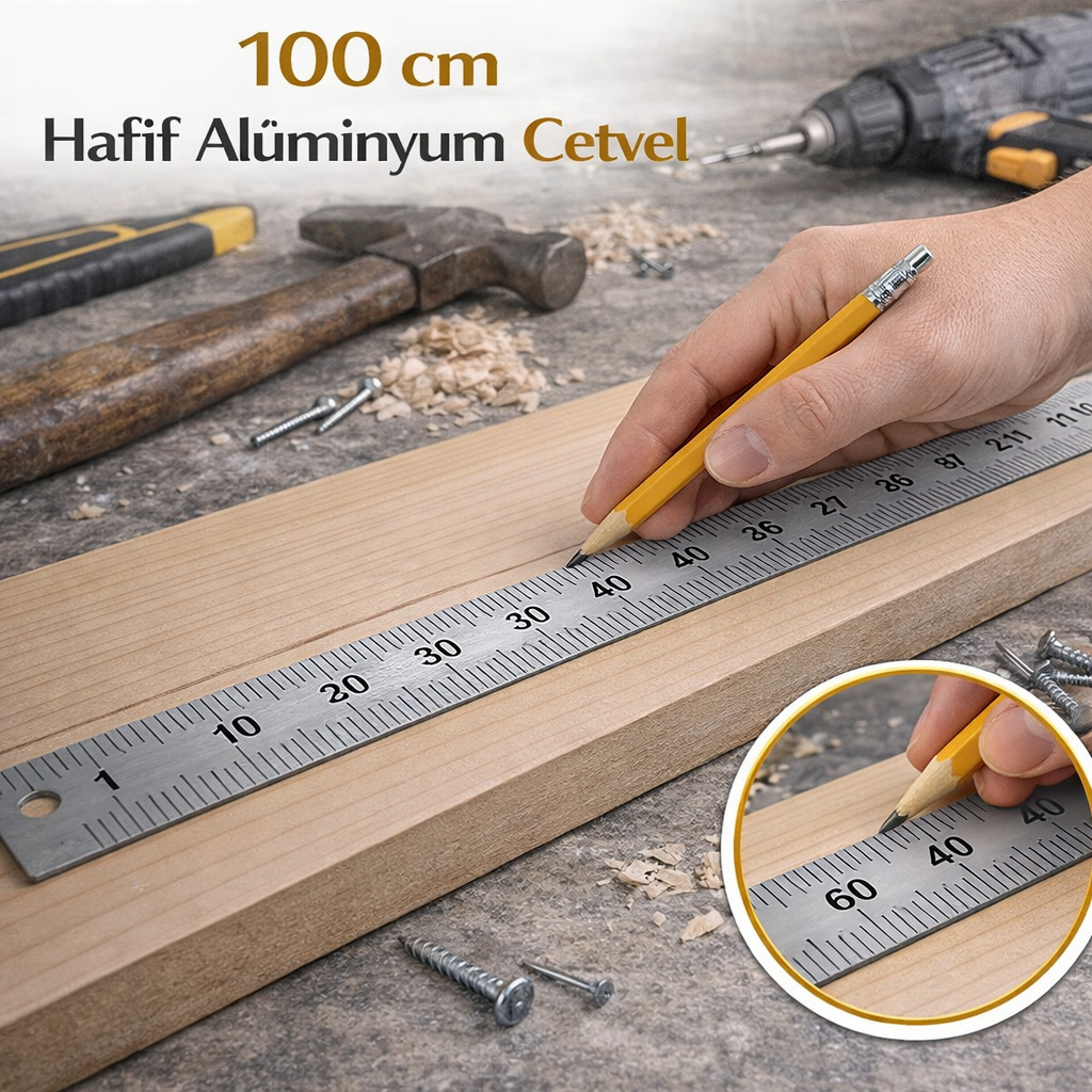 100 cm Hafif Alüminyum Cetvel