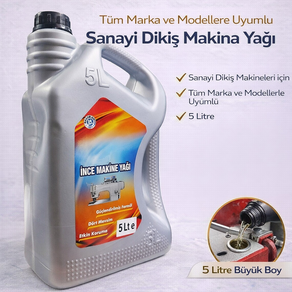 Tüm Marka ve Modellere Uyumlu Sanayi Dikiş Makina Yağı 5 Litre