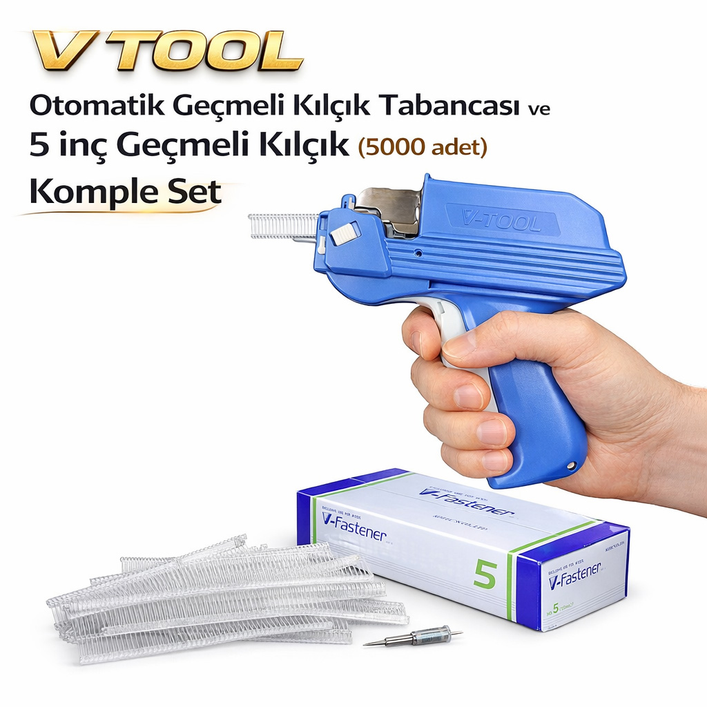 V TOOL Otomatik Ge�meli K�l��k Tabancas� ve 5 in� Ge�meli K�l��k (5000 adet) Komple Set