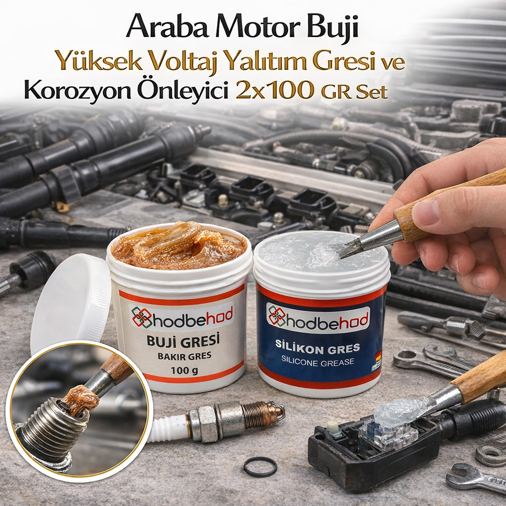 Araba Motor Buji Y�ksek Voltaj Yal�t�m Gresi ve Korozyon �nleyici 2x100 GR Set