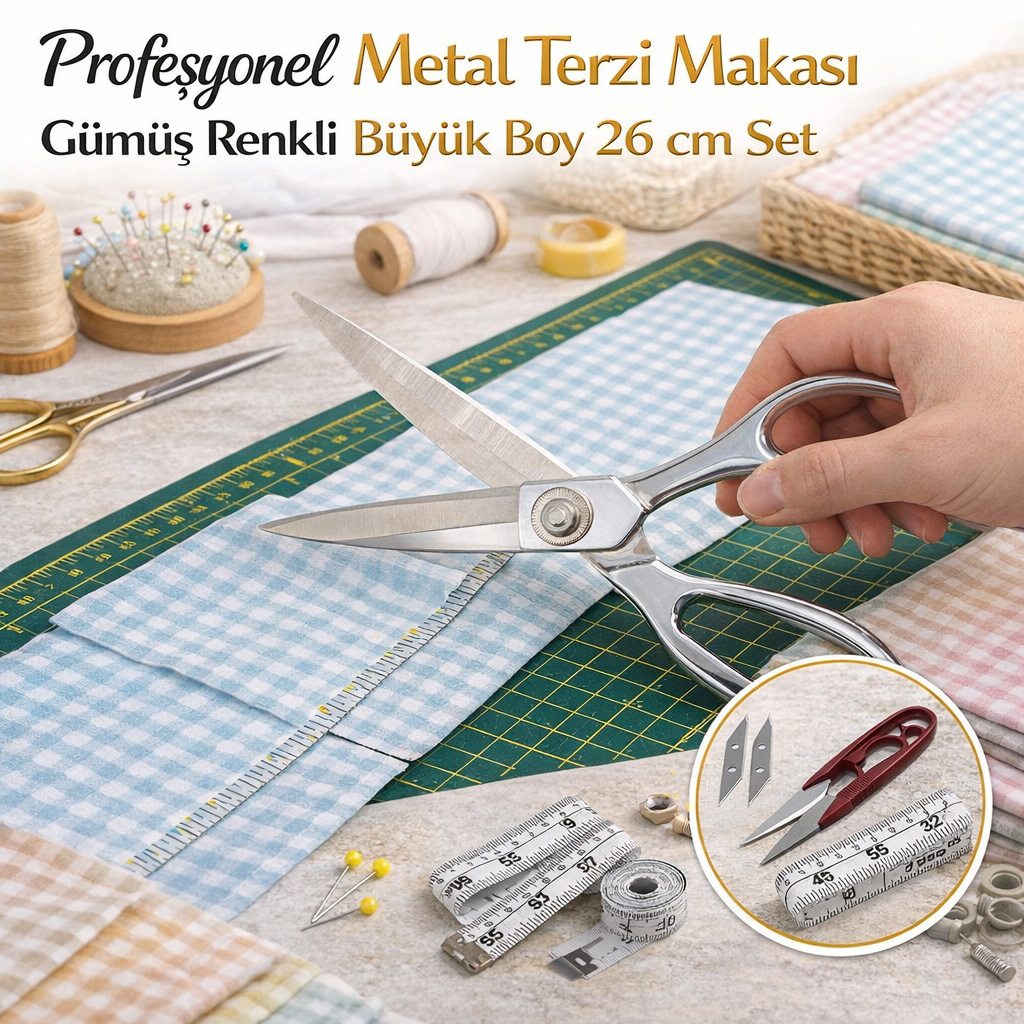 Profesyonel Metal Terzi Makas� G�m�� Renkli B�y�k Boy 26 cm Set