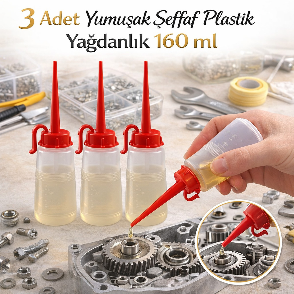 3 Adet Yumu�ak �effaf Plastik Ya�danl�k 160 ml